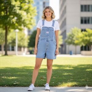Old Navy Vintage Y2K Denim Overall Shorts Bibs Womens Medium Blue Jean Country